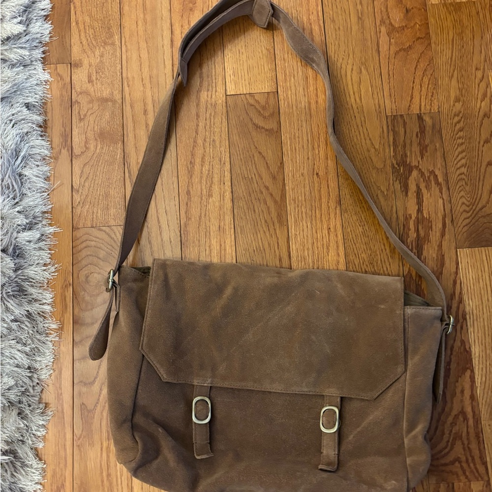 Free People Tan Suede Messenger Bag - Picture 2 of 5